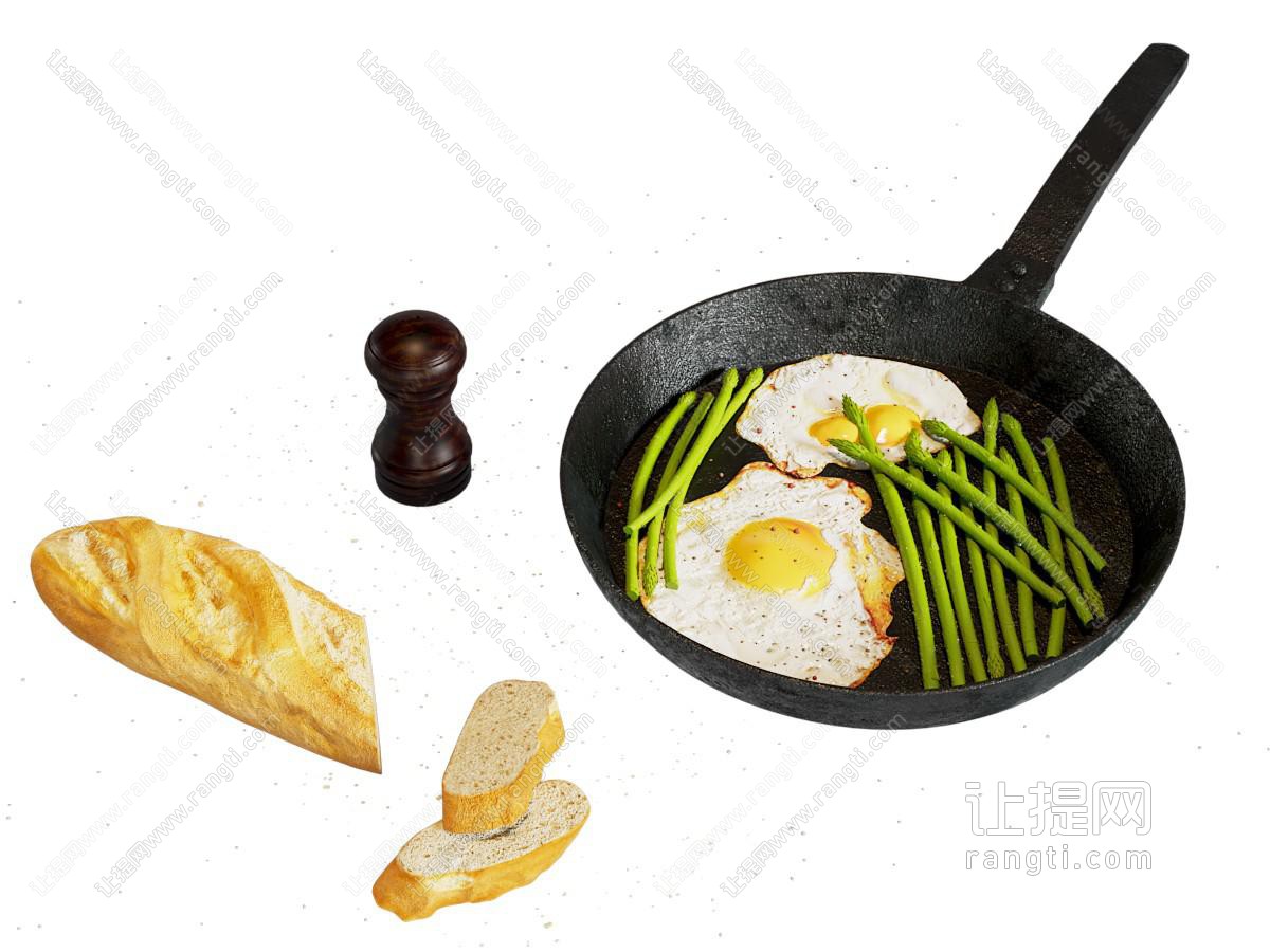 现代早餐食物 煎鸡蛋 面包