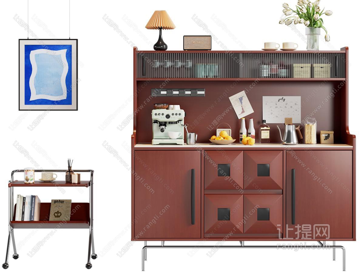 现代中古餐边柜
