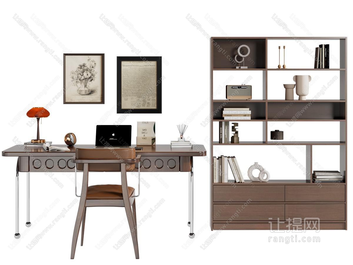 中古复古书桌椅