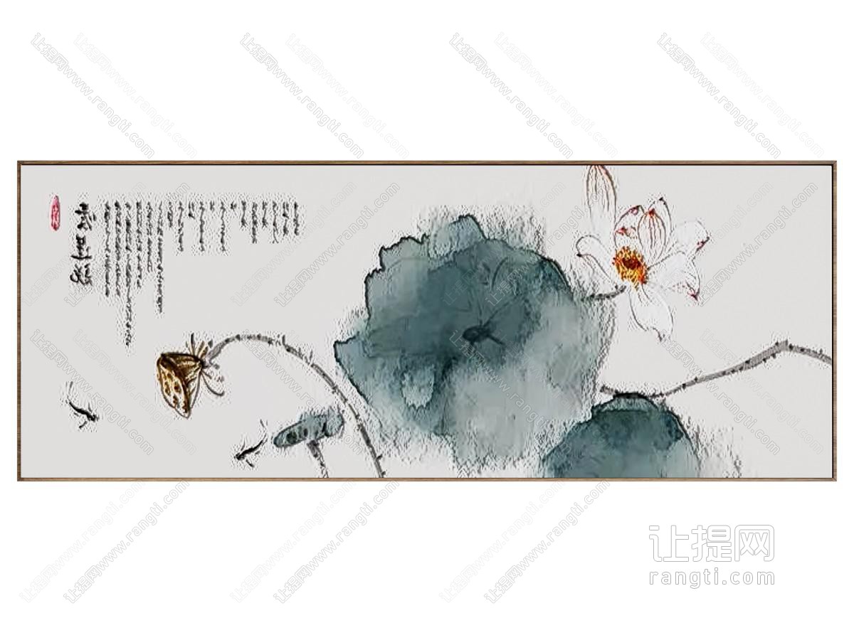 新中式山水画纹理装饰画