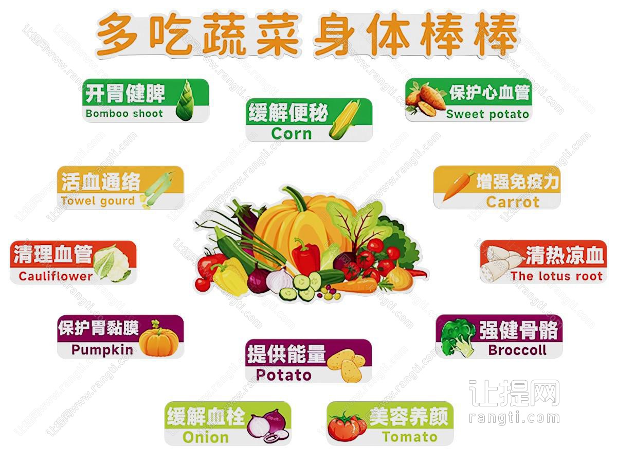 现代蔬菜营养科普图 墙饰