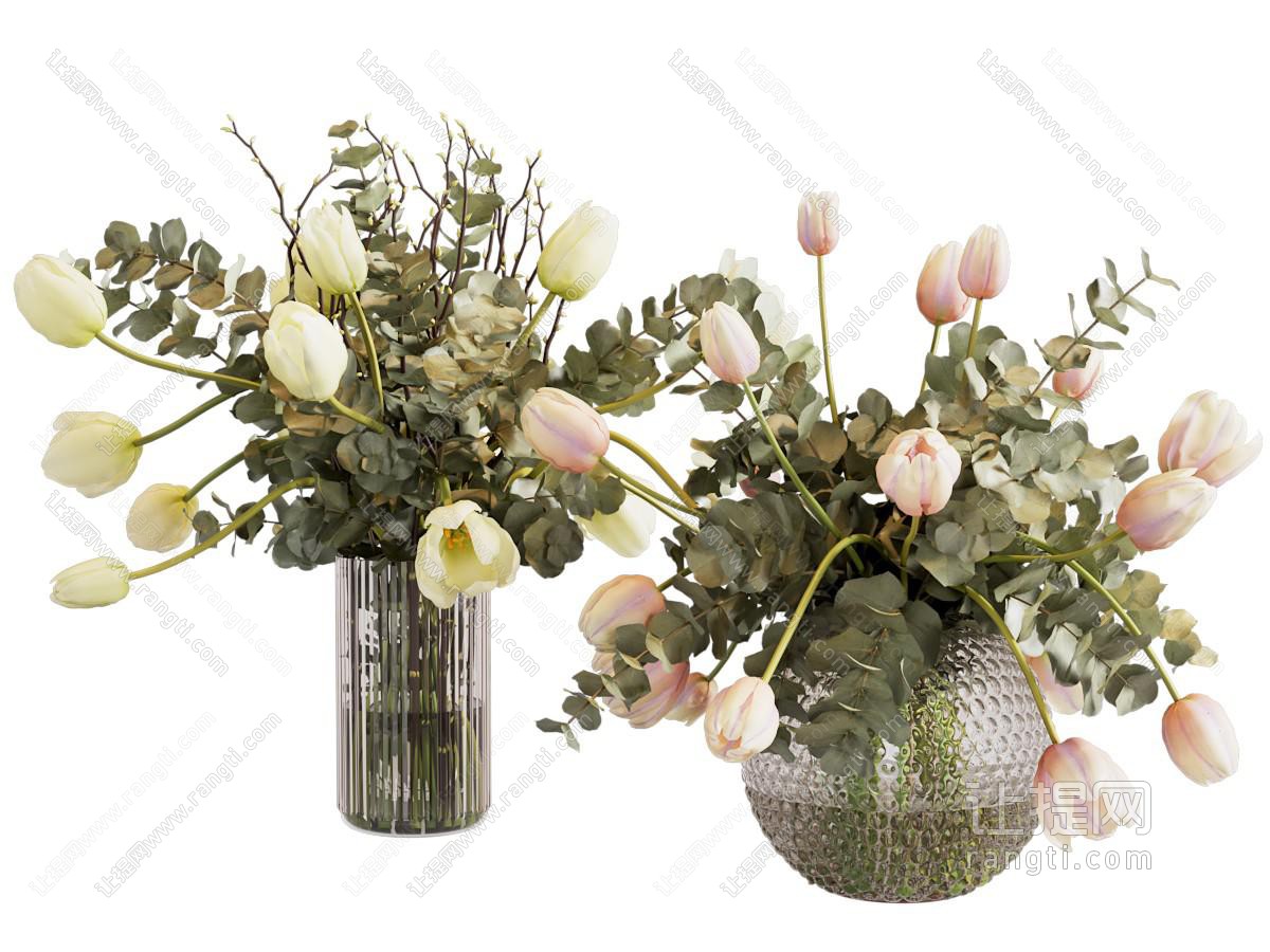 现代绿植玻璃花瓶