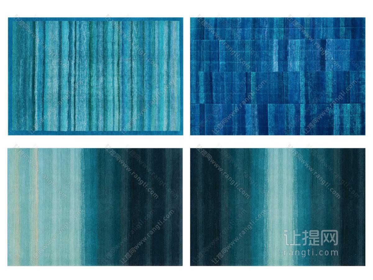 现代深蓝色图案地毯组合
