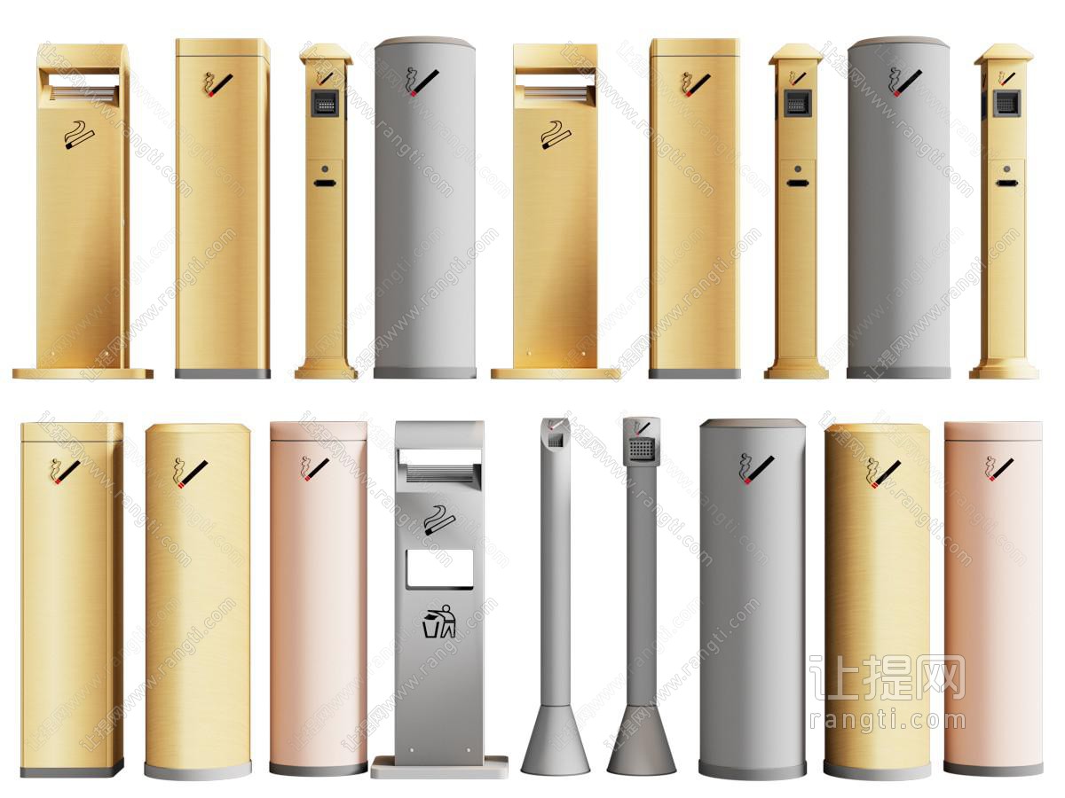 现代轻奢商用立式垃圾桶 灭烟柱
