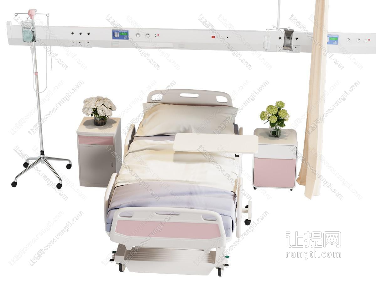 现代床 病床 医用床 点滴架