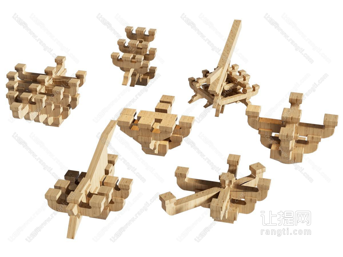 新中式斗拱榫卯 建筑构件