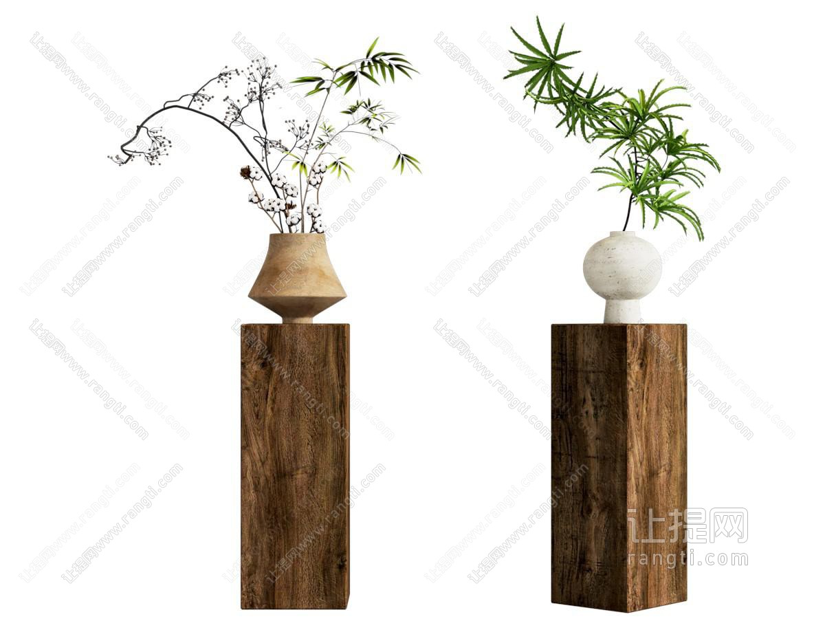 侘寂风中古盆景盆栽植物摆件组合