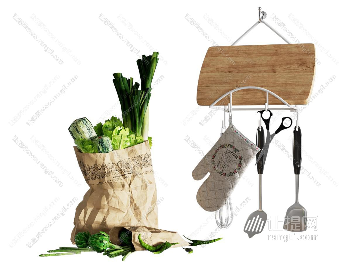 现代袋装蔬菜 厨具组合