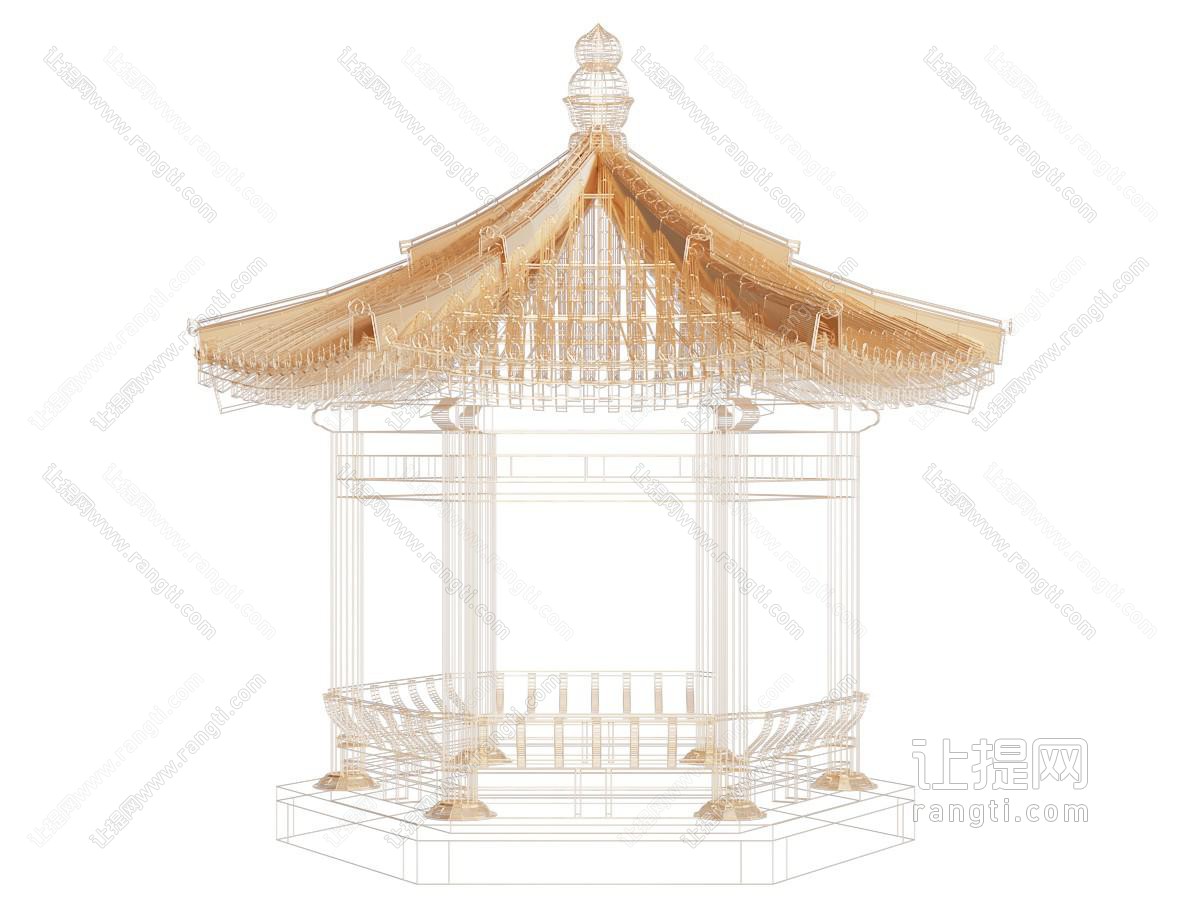 新中式古建筑 建筑雕塑 金属雕塑