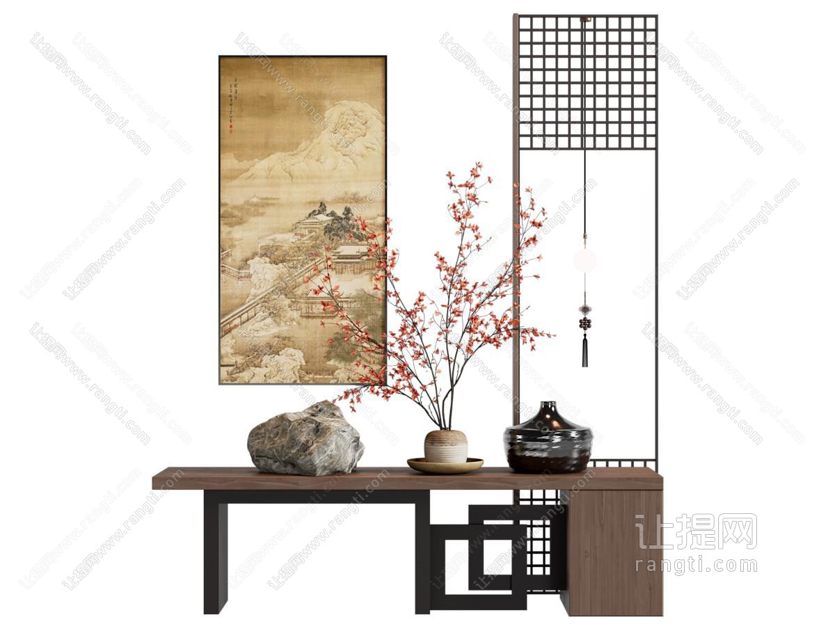 中古侘寂玄关端景台
