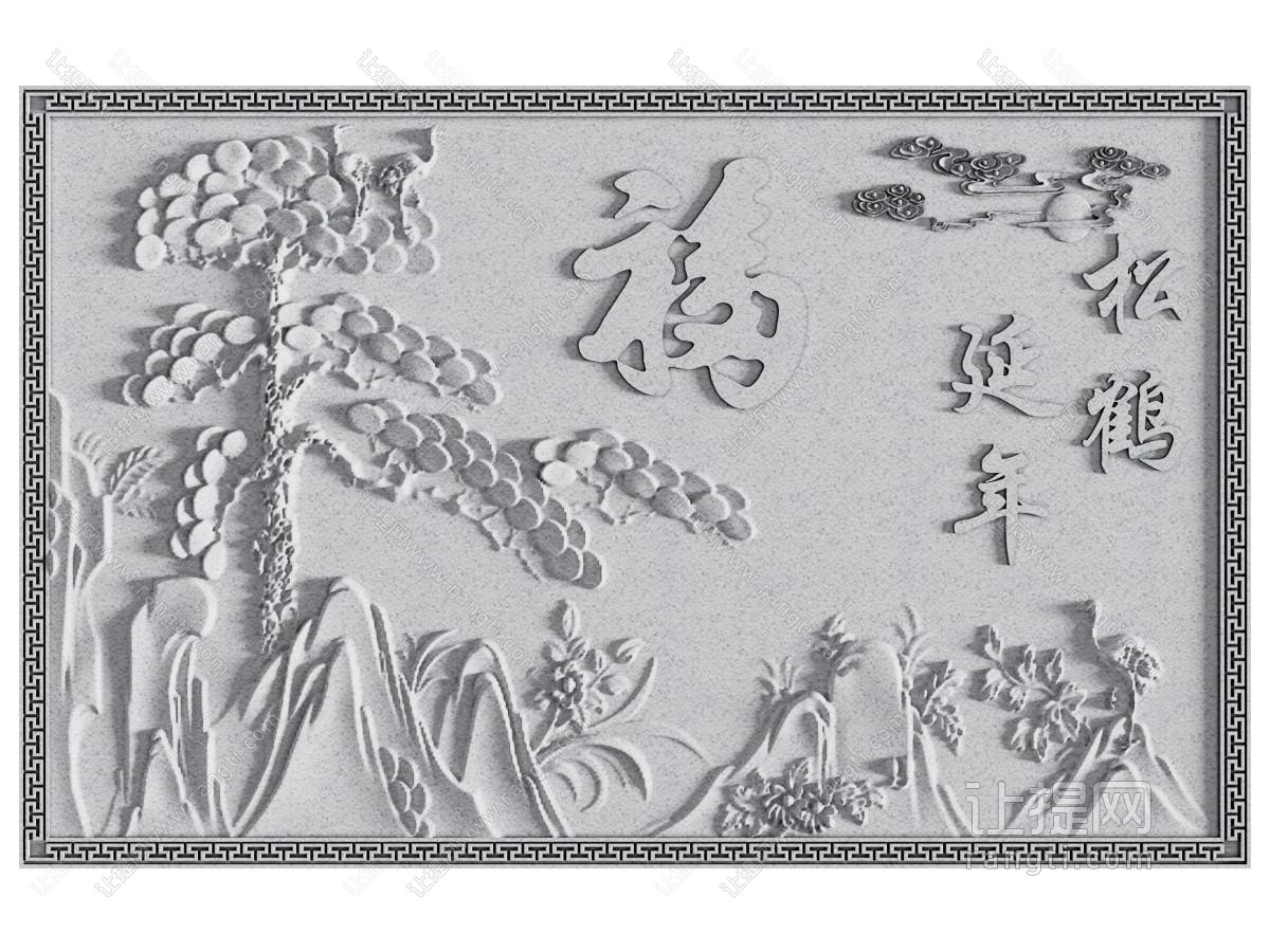 中式浮雕 雕刻 松鹤延年