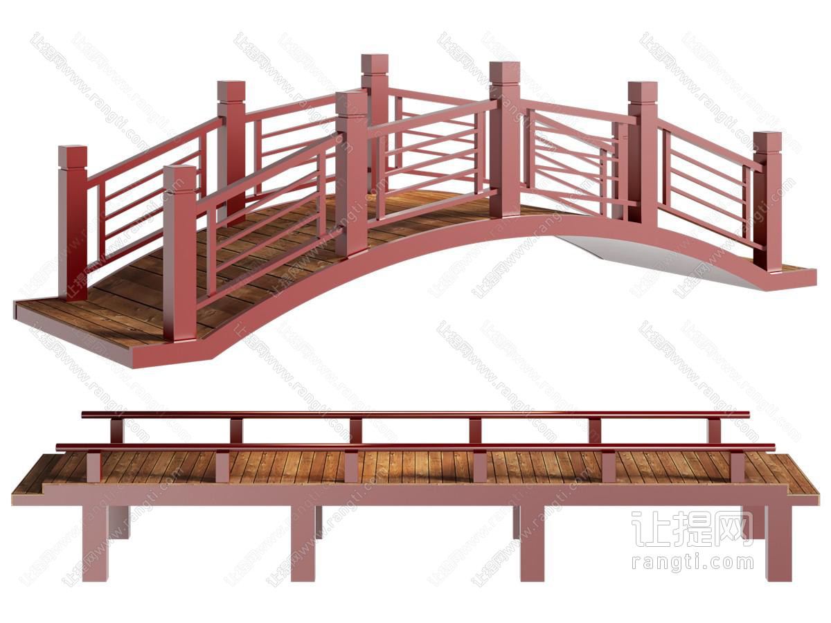 现代景观小木桥