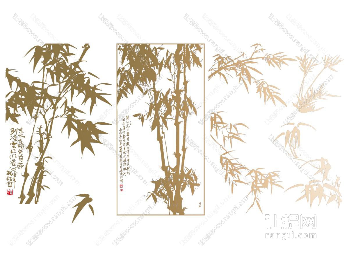 新中式墨竹图案墙饰挂件
