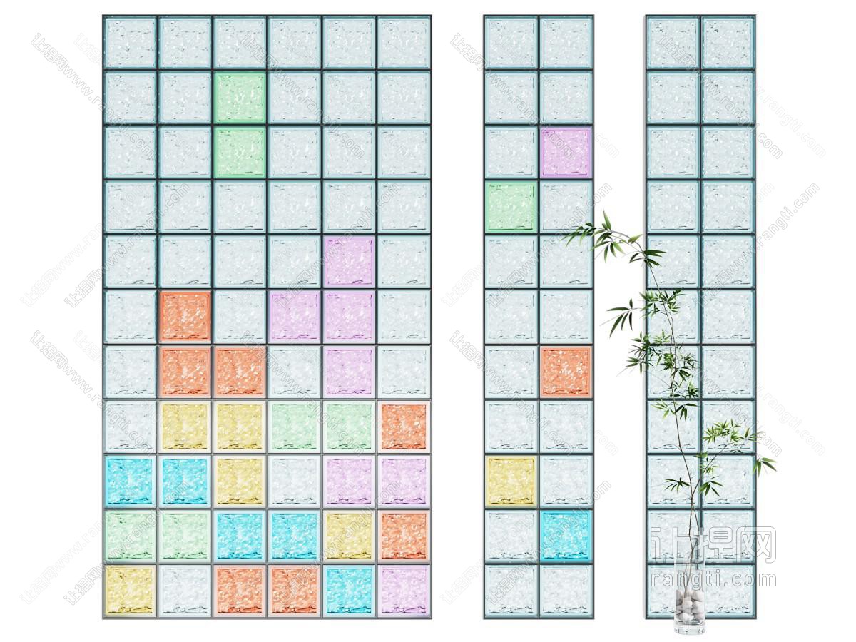 现代玻璃砖隔断