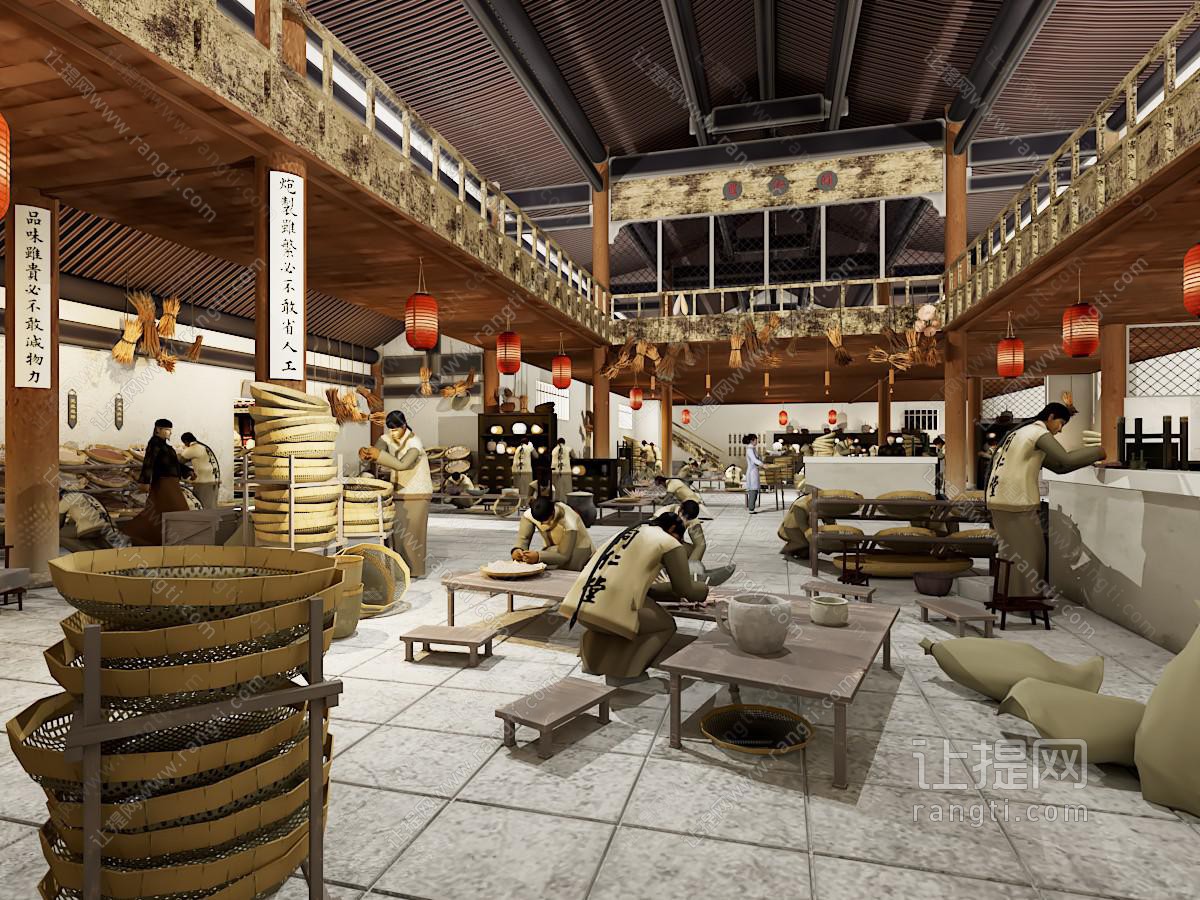 中式同仁堂药物制作传统手工作坊 沉浸式体验空间
