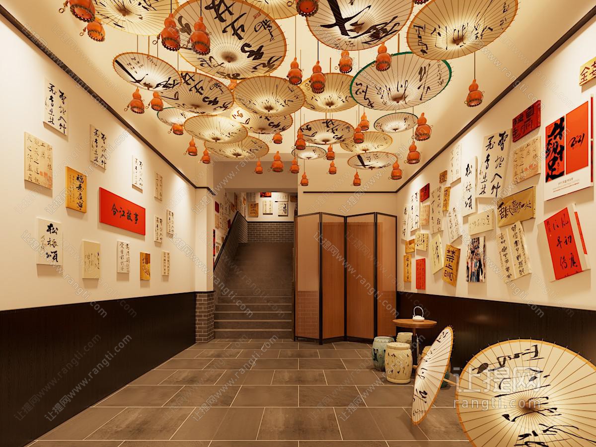新中式餐厅过道