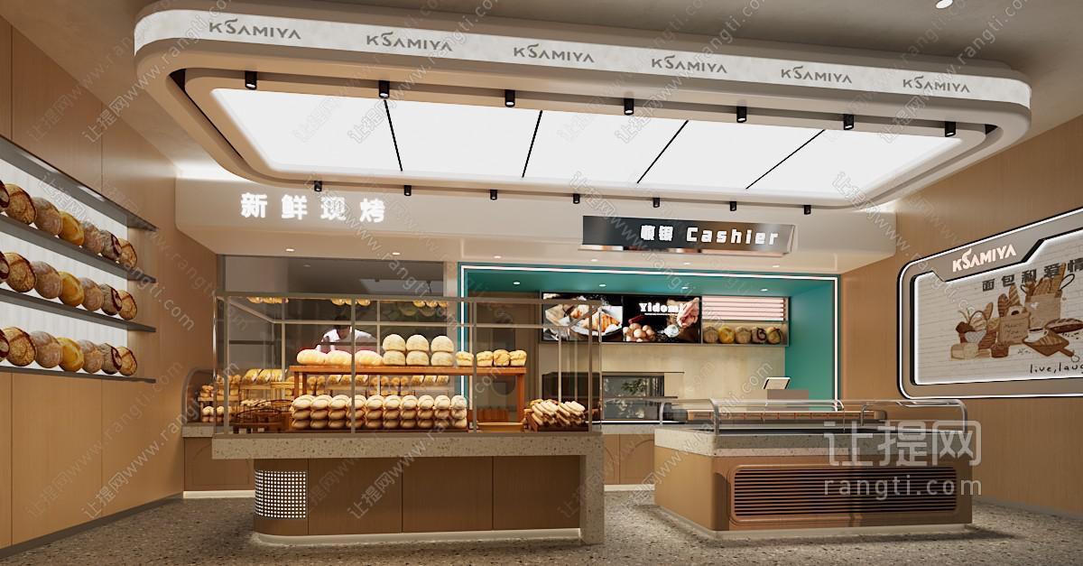 现代面包烘焙甜品店 商业空间