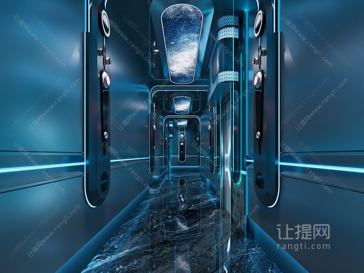 现代科技感走廊过道