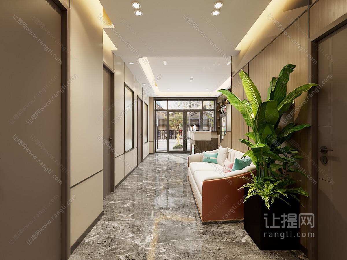 现代走廊过道 休闲区