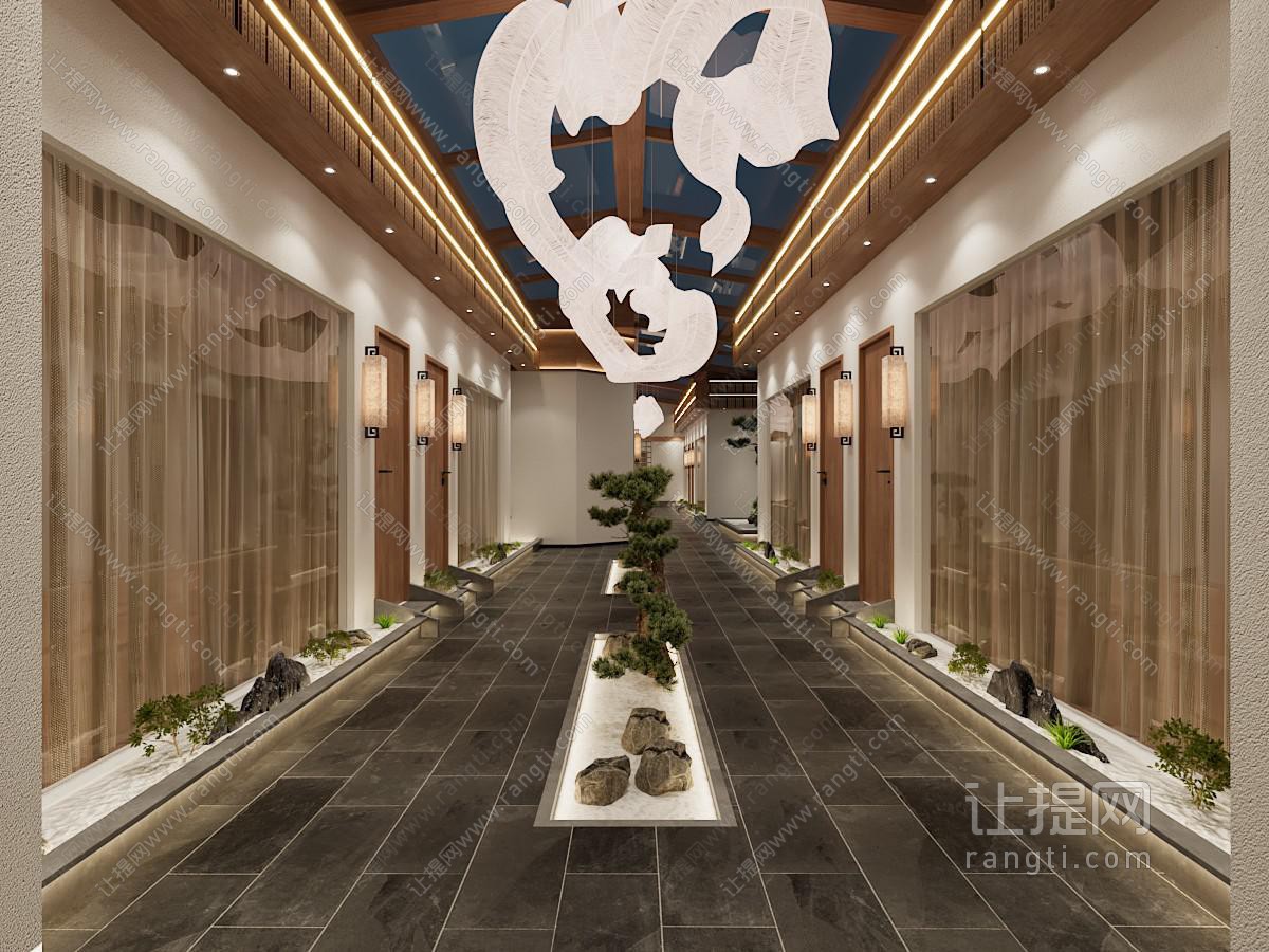 新中式酒店走廊过道