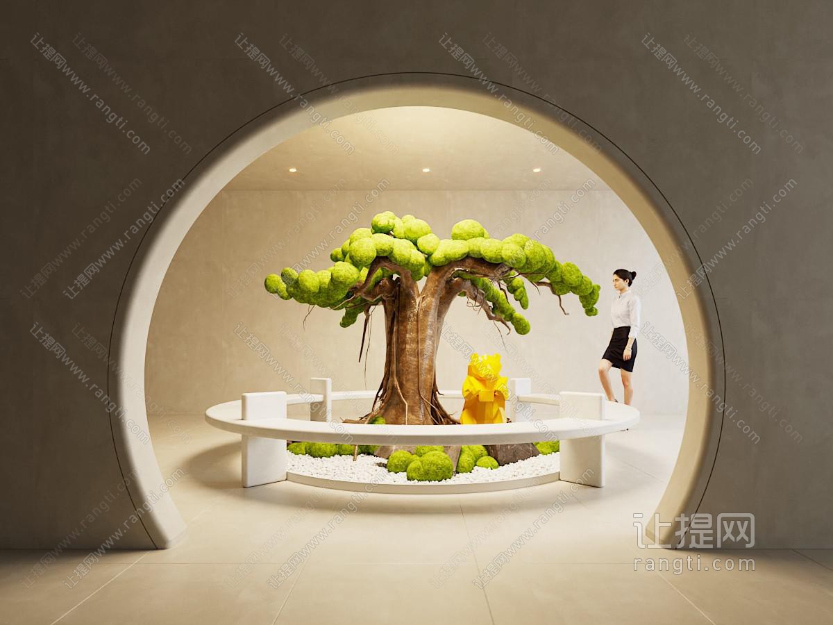 室内景观 植物造景 围栏