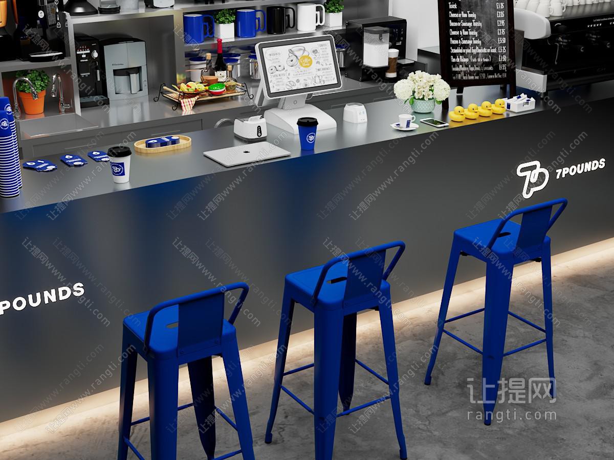 工业风咖啡店吧台