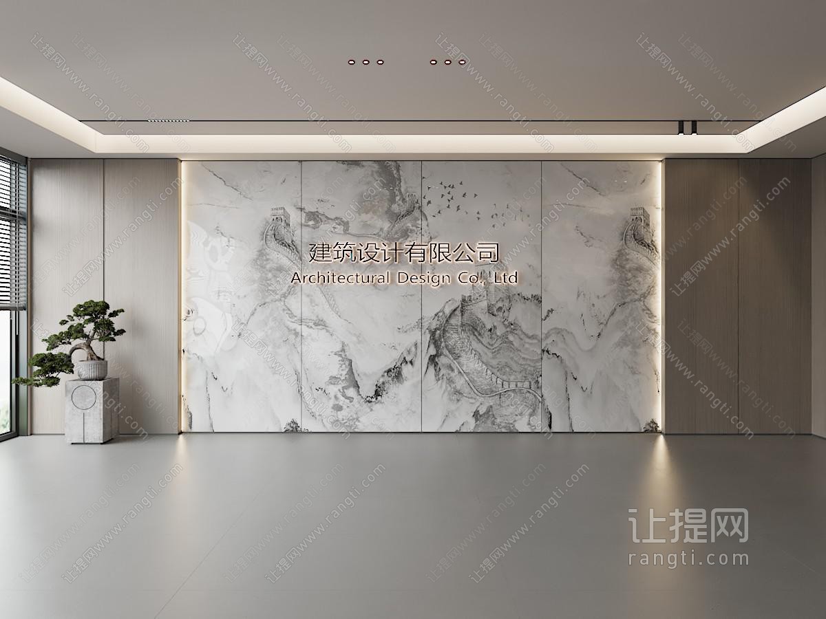 现代前台简约背景墙 前台接待区背景墙