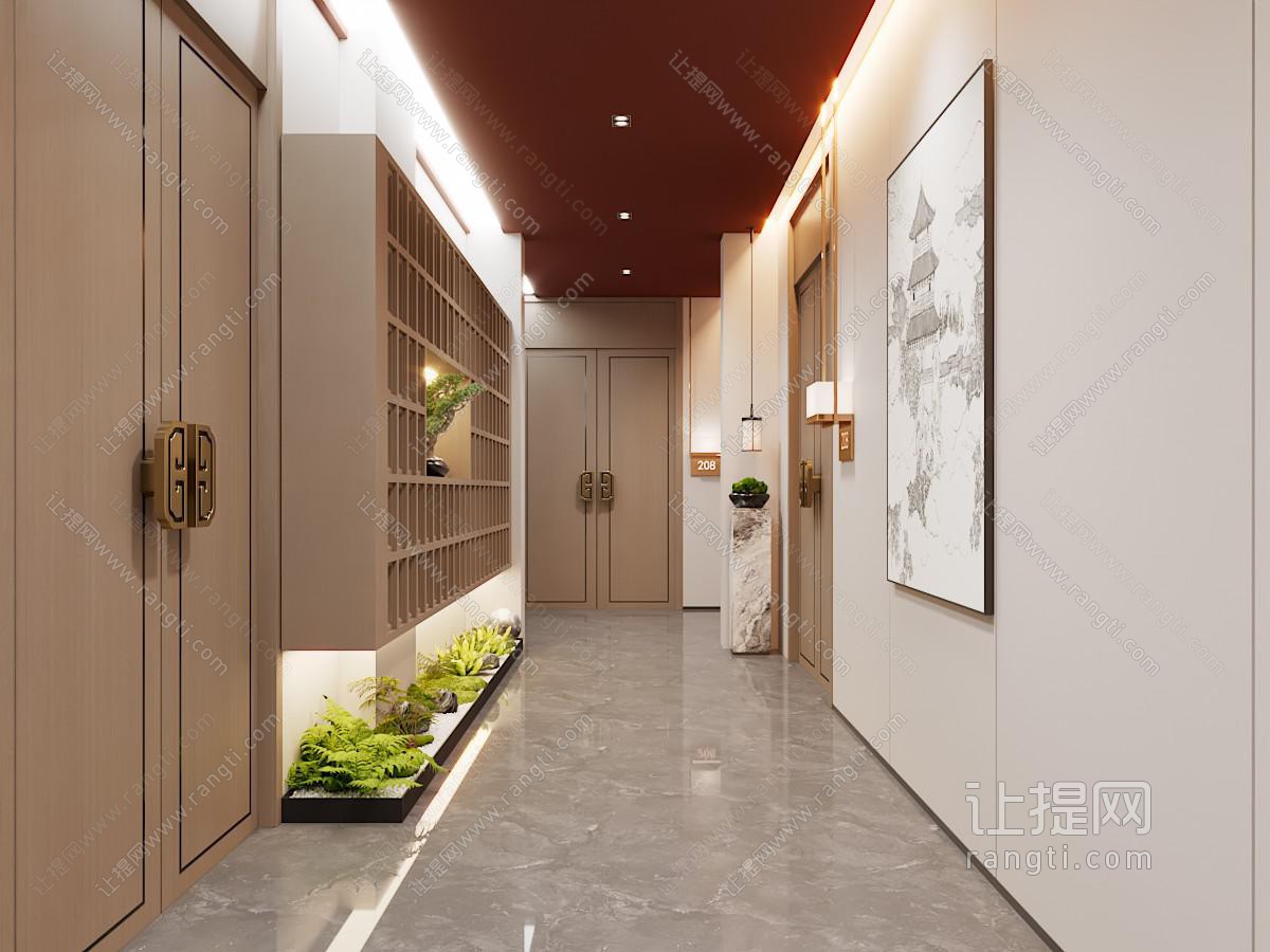 新中式中式酒店走廊
