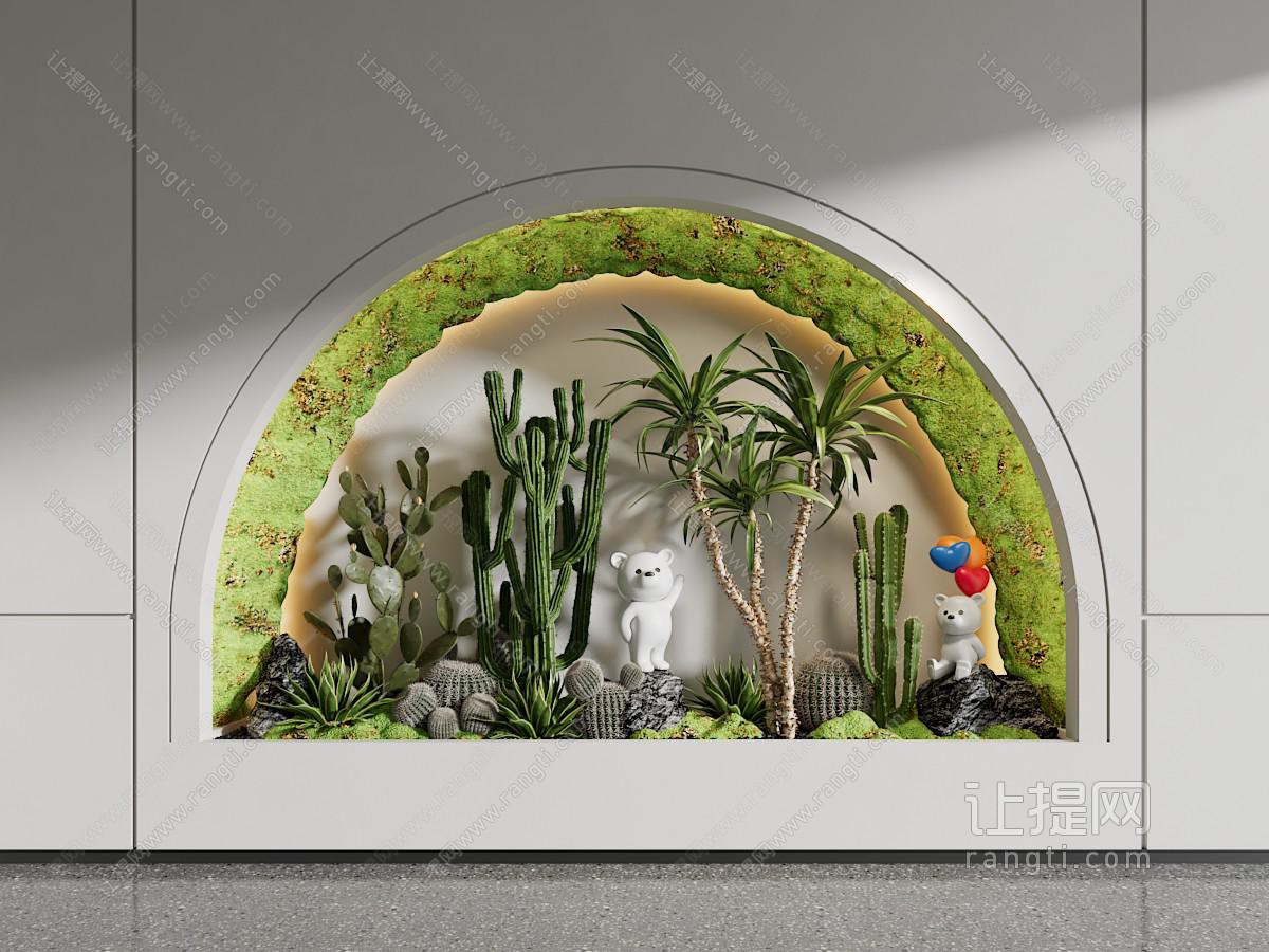室内景观 植物堆 绿植拱门