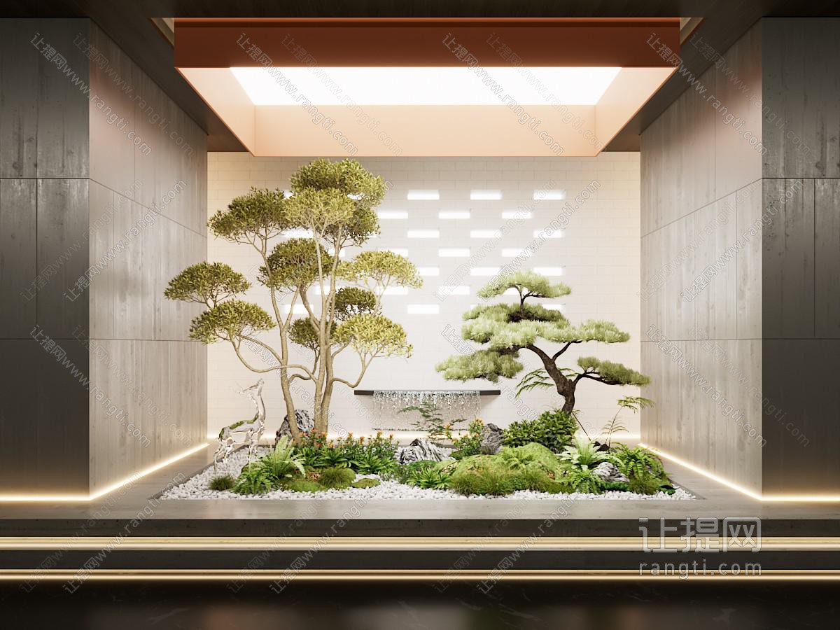 新中式松树植物 景观小品