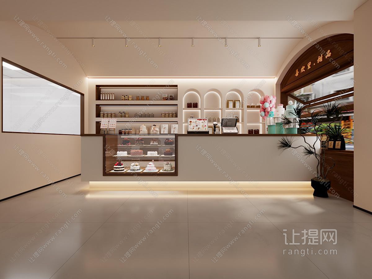 奶油简约甜品面包店 蛋糕店