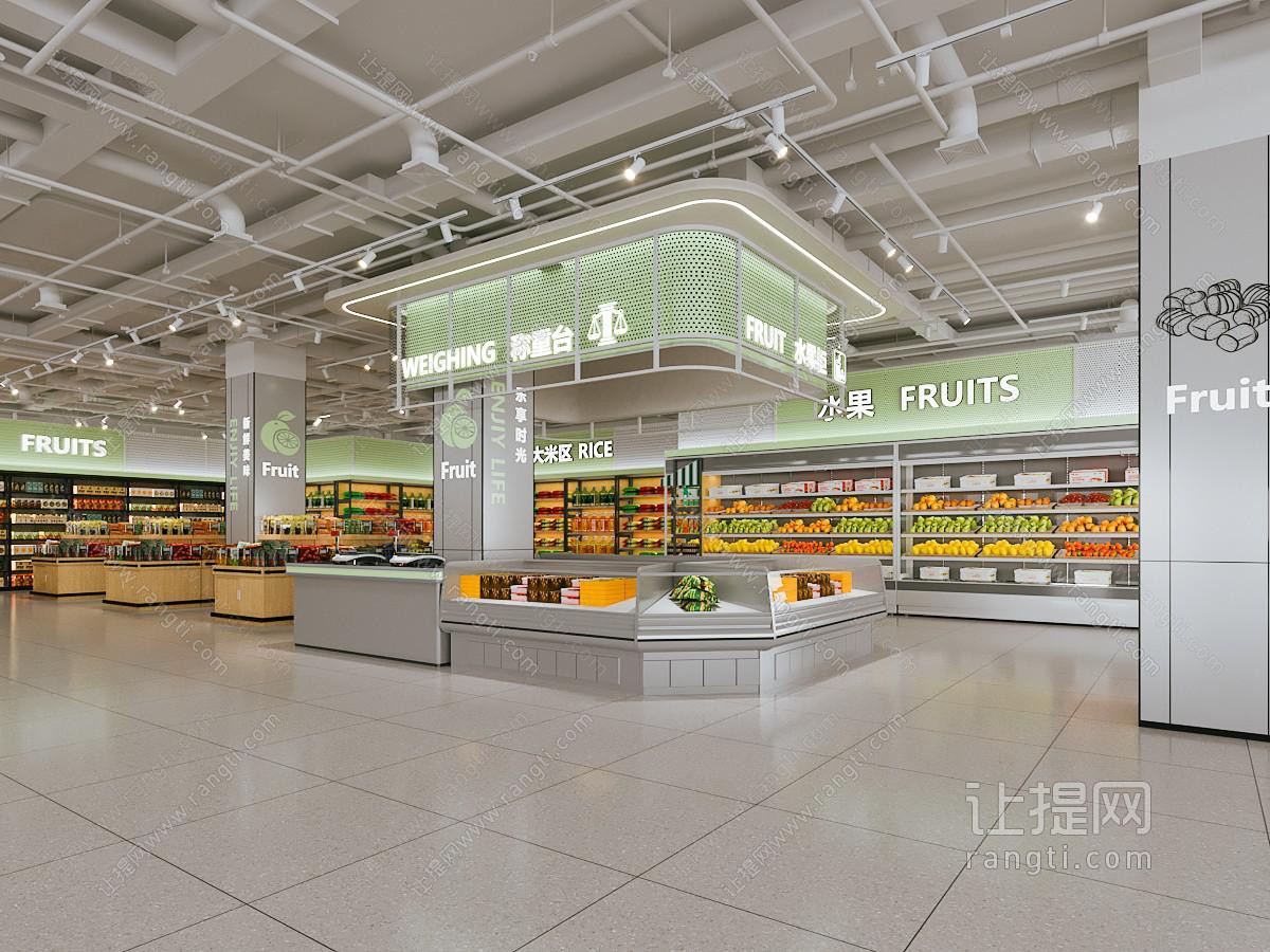 现代超市商场收银台猪肉台 档口吊楣商超超市出口入口