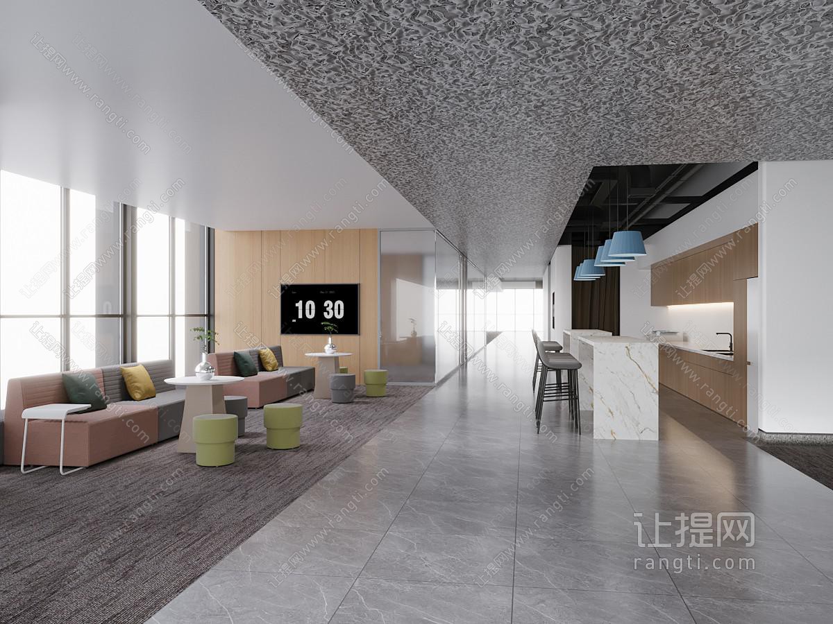 现代公司茶水间 休闲区