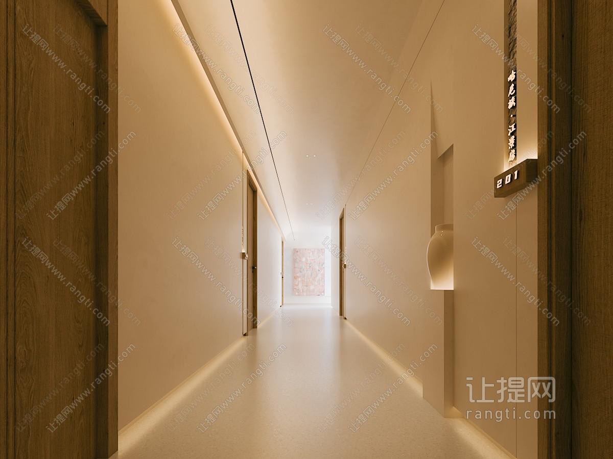 侘寂极简酒店走廊