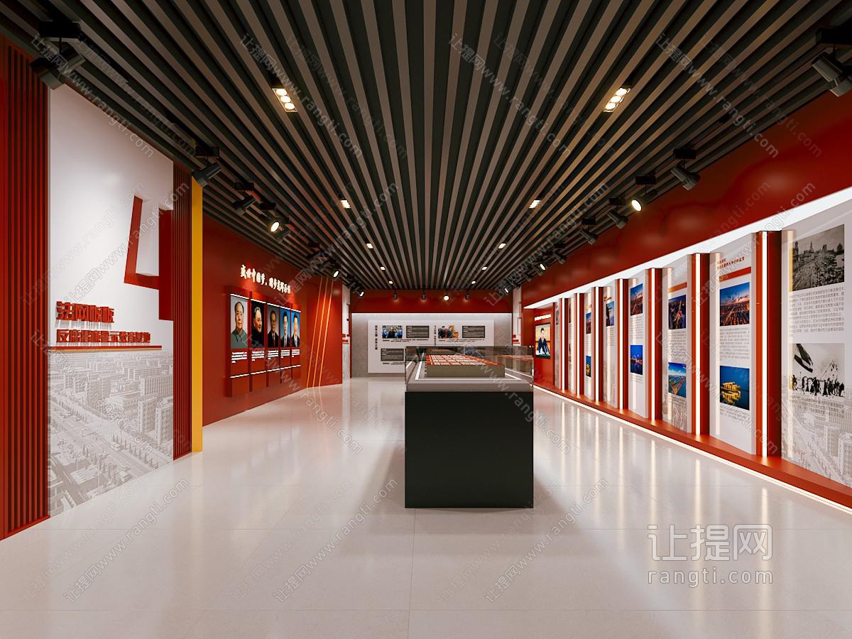 现代党建红色主题展厅展览