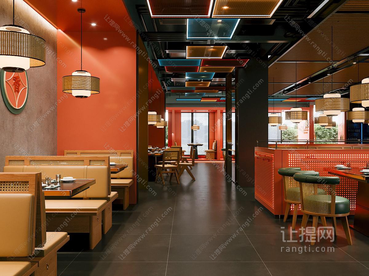 新中式工业中餐厅 明档 餐桌椅组合