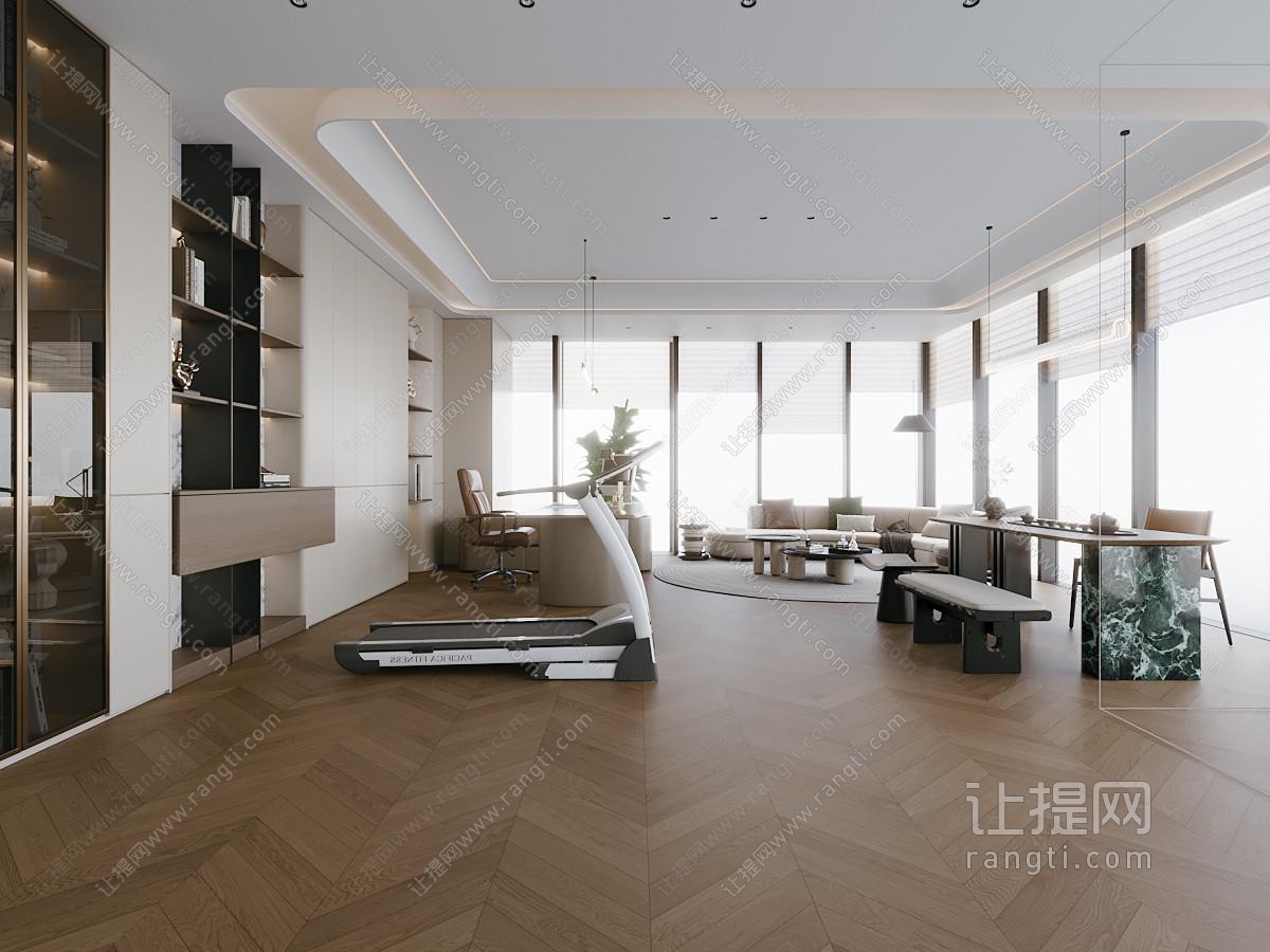 现代办公室 经理办公室 董事长办公室 沙发 茶桌