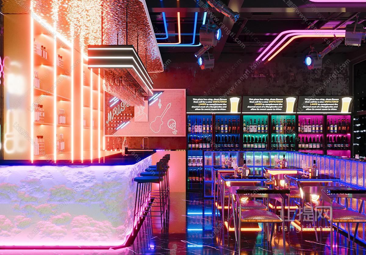 酒吧吧台 酒吧卡座 酒柜 冰柜 酒吧大厅