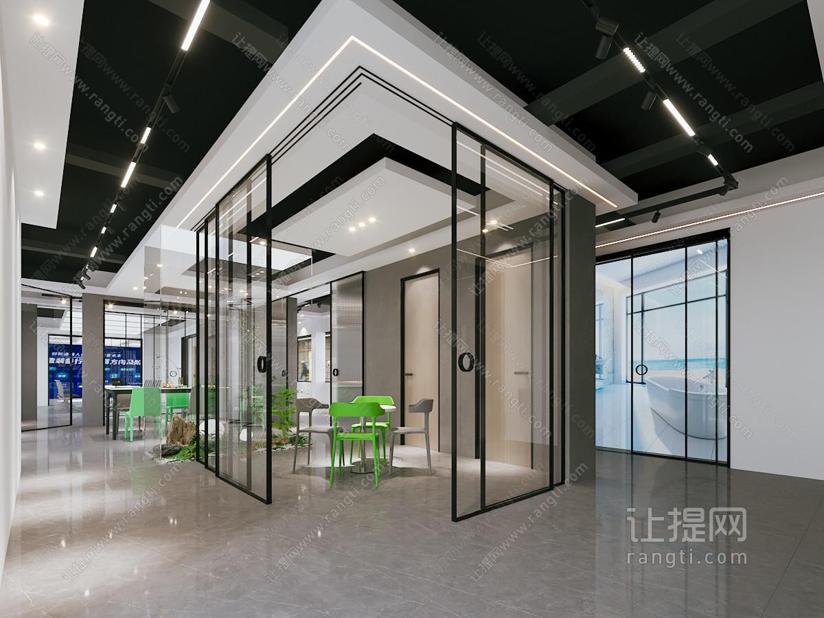 现代玻璃门展厅