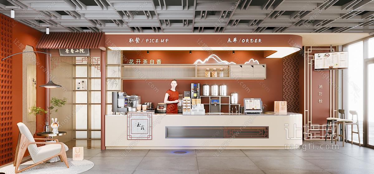 新中式饭店餐馆收银台 前台接待