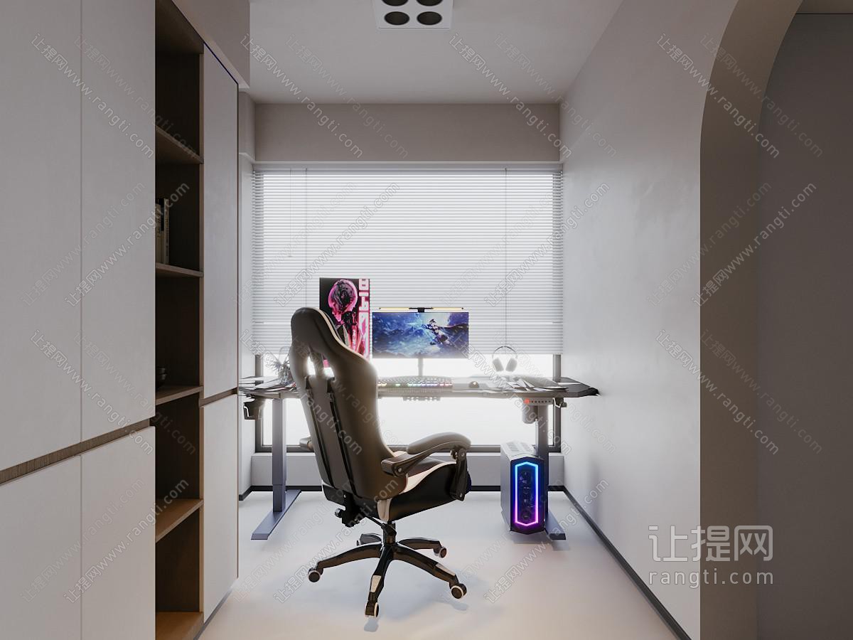 现代极简家居书房