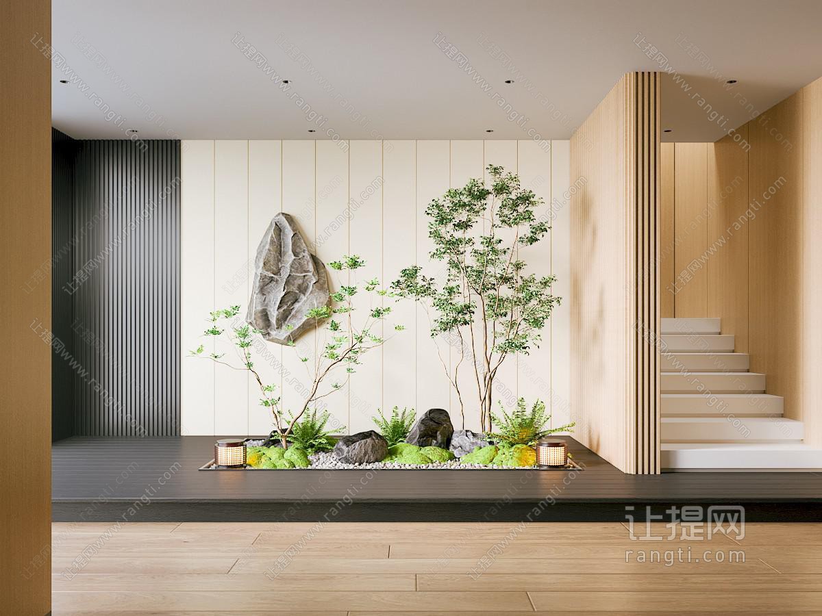 现代室内景观造景 苔藓景观 景观小品 植物景观 景观石