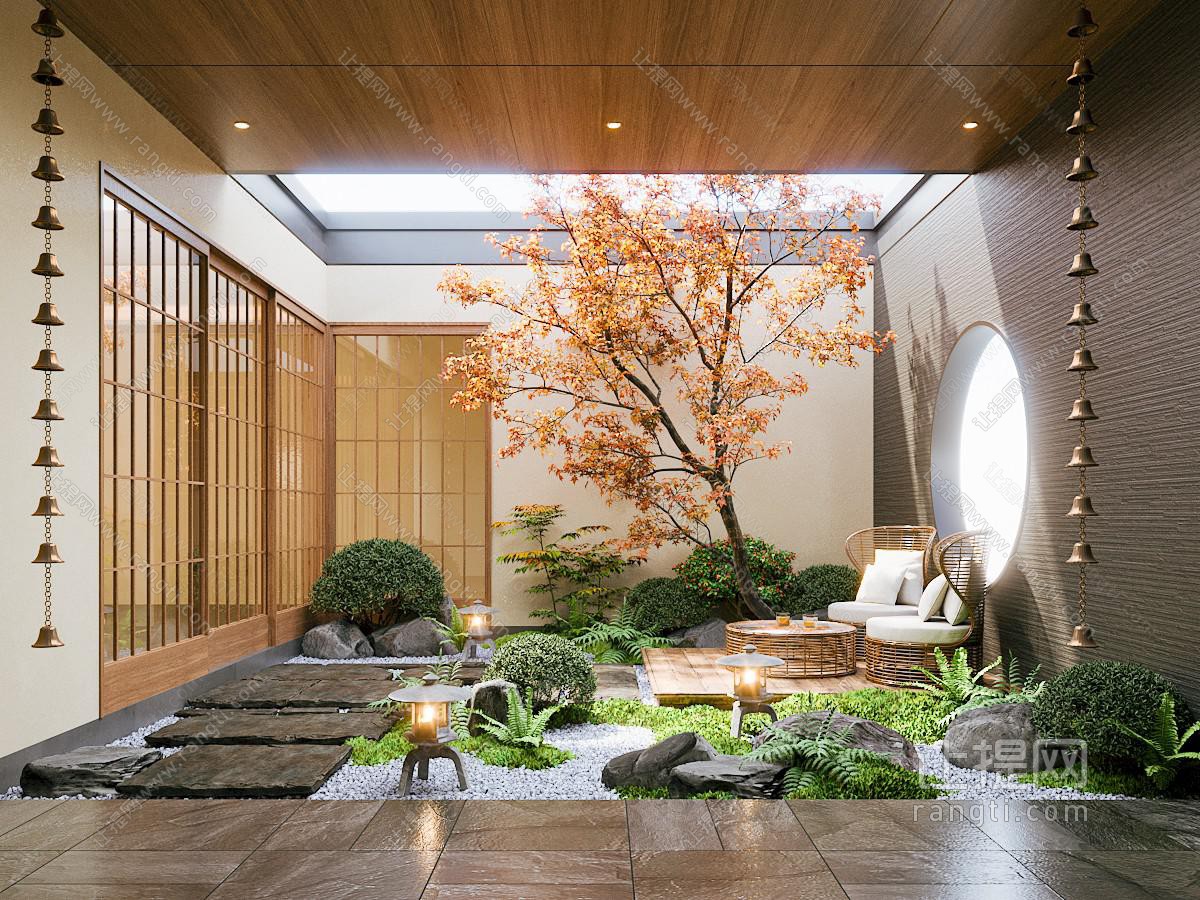 新中式天井庭院景观造景 景观植物 苔藓景观