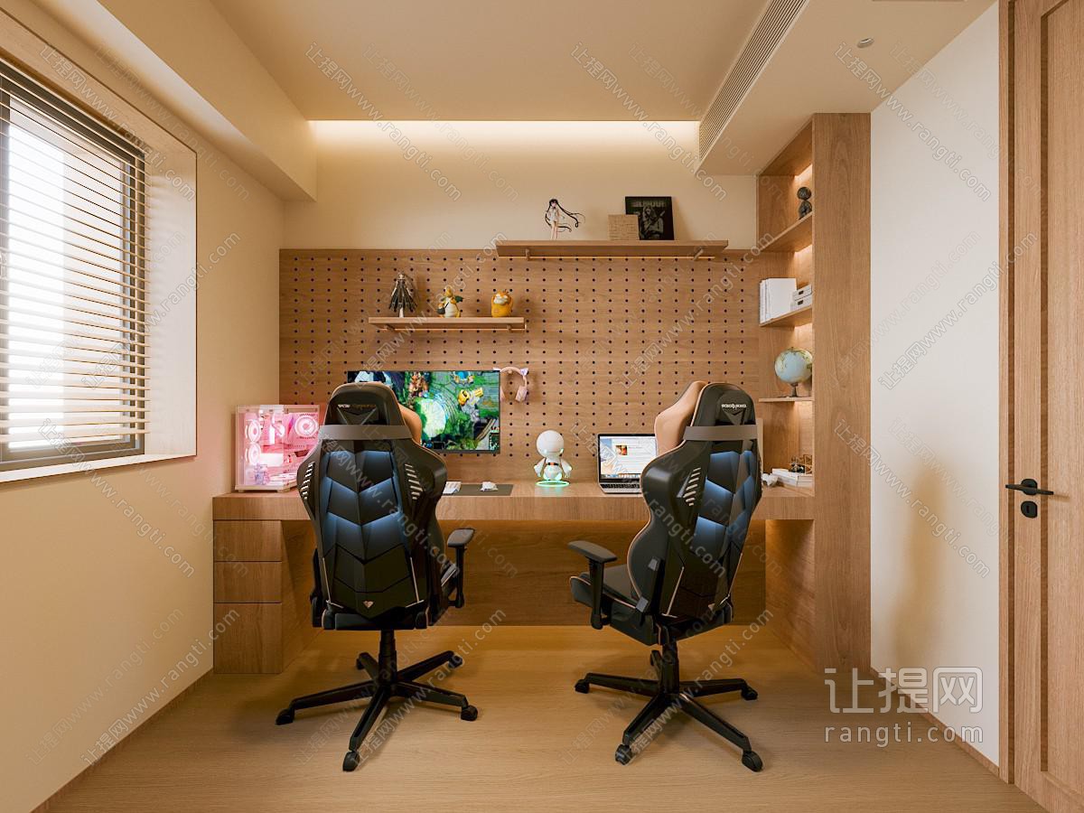 中古原木电竞书房 娱乐多功能房