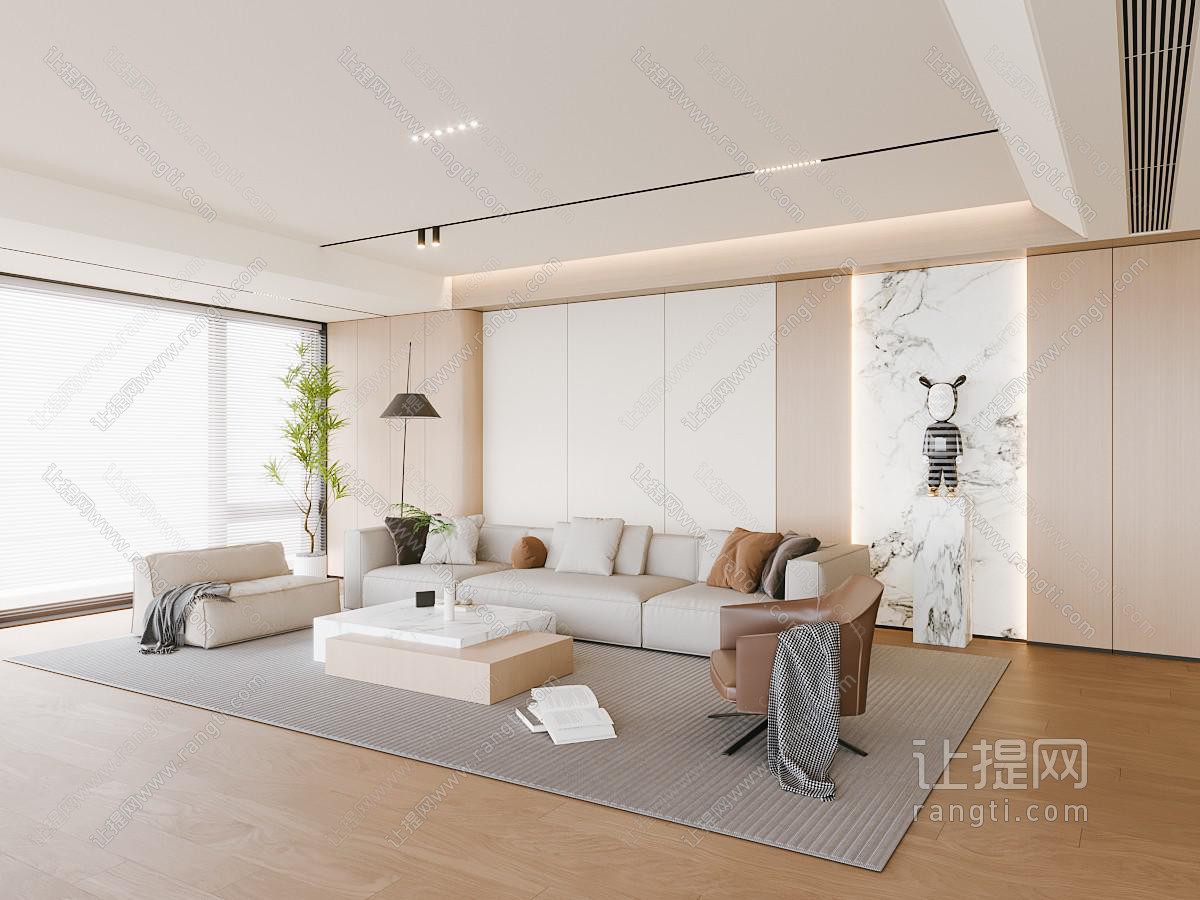 现代奶油风客厅 轻奢电视背景墙组合 茶几 沙发背景墙