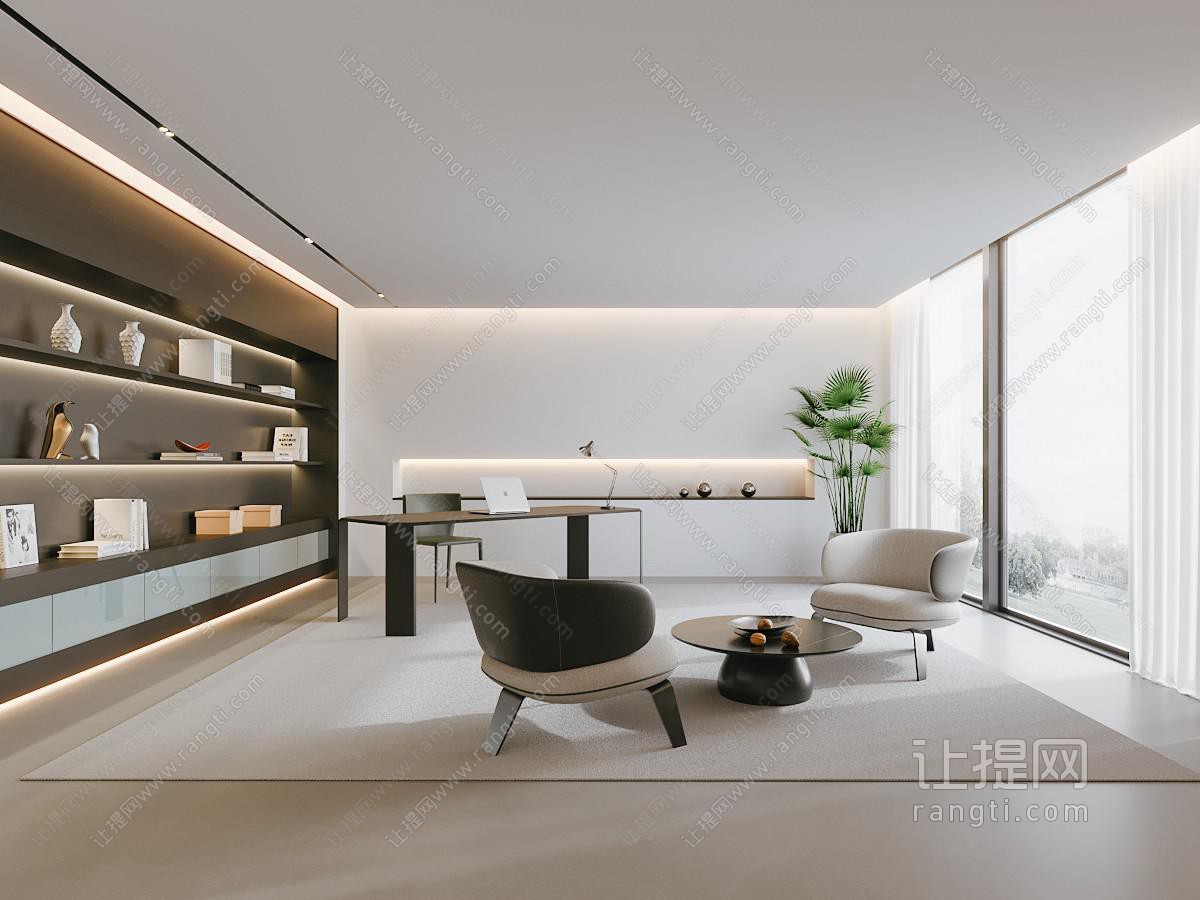 现代极简书房