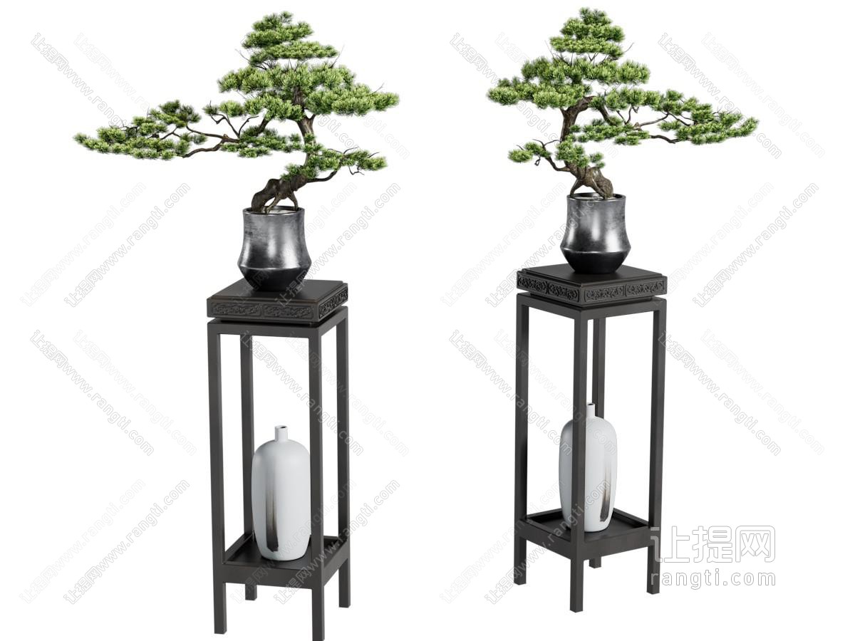 新中式松树盆景盆栽植物摆件