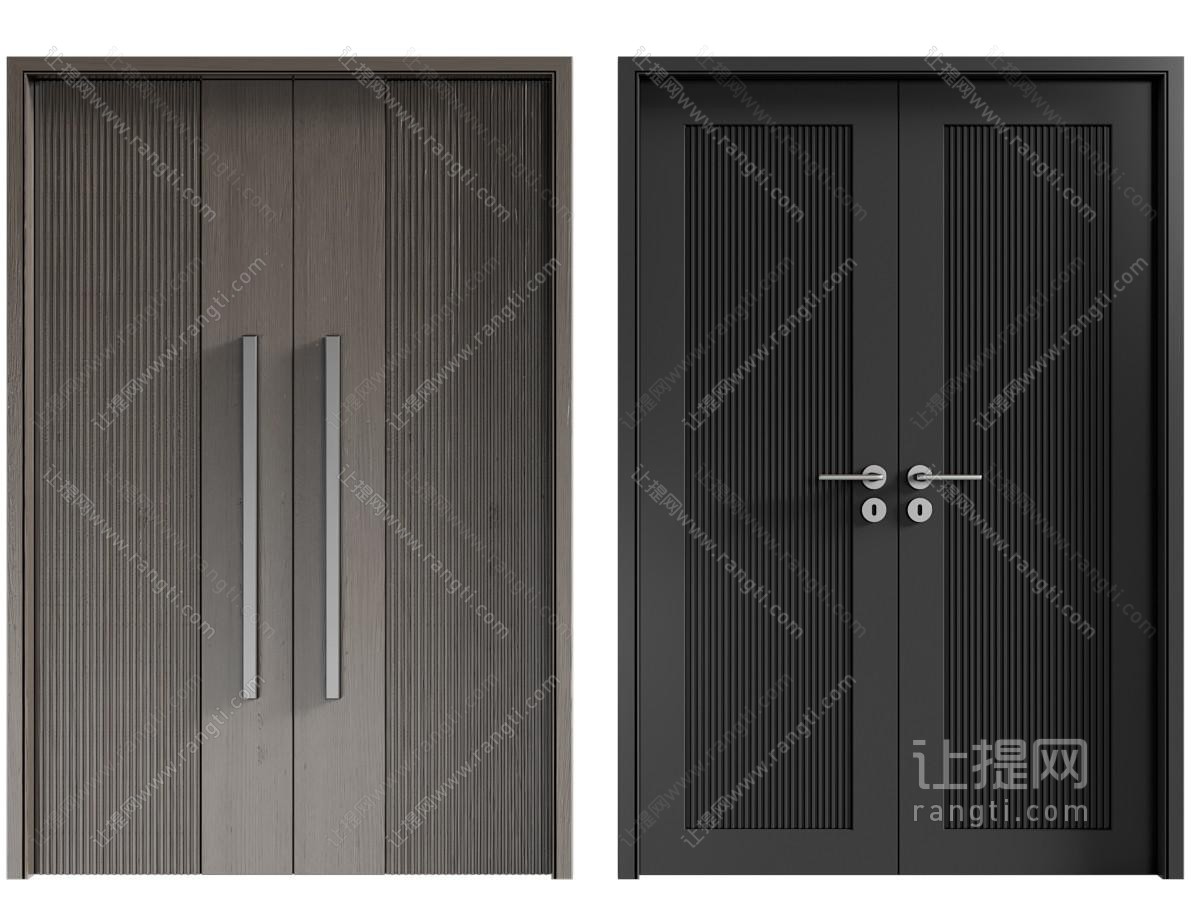 新中式中古双开门 木门 别墅大门 防盗门 铁门 房门