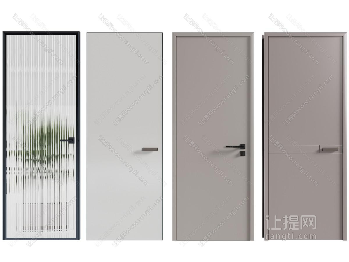 现代意式单开门 玻璃门 木门