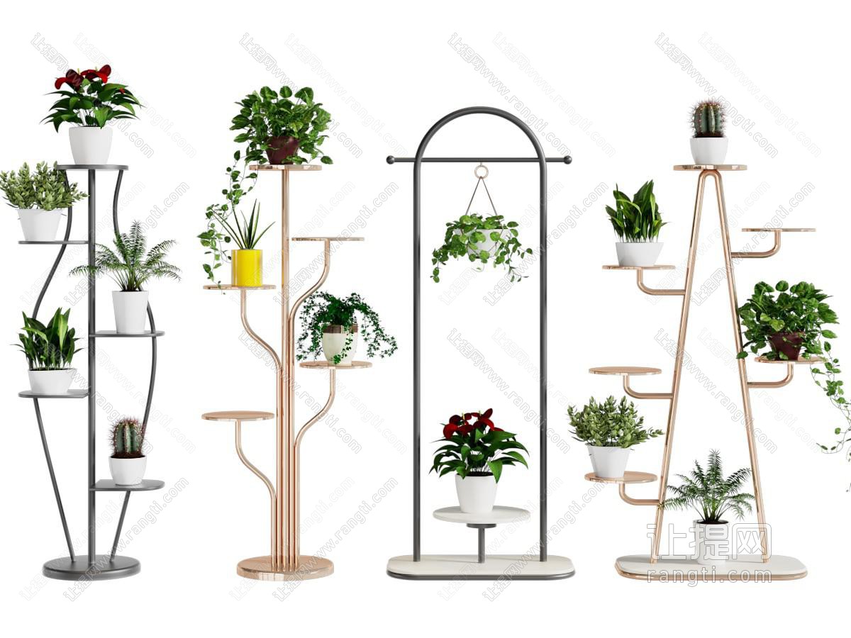 现代轻奢金属花架 盆景盆栽植物